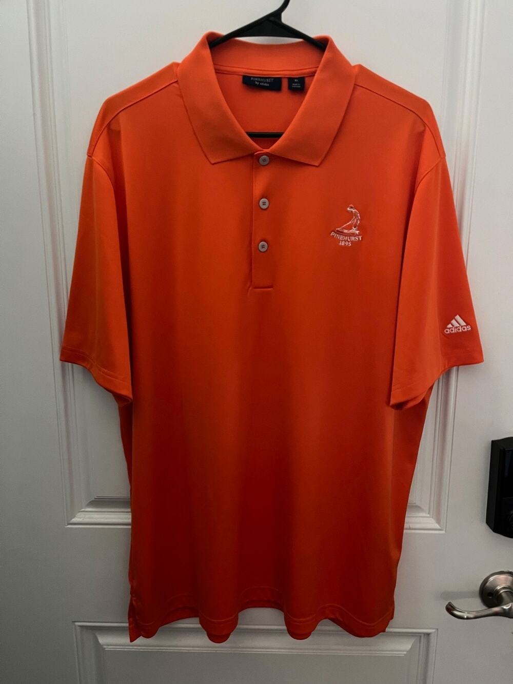 Adidas x Pinehurst Polo Golf Shirt Orange Embroidered Putter Boy Men's Size XL